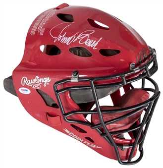 Johnny Bench Autographed Red Full Rawlings Catchers Mask (PSA/DNA)